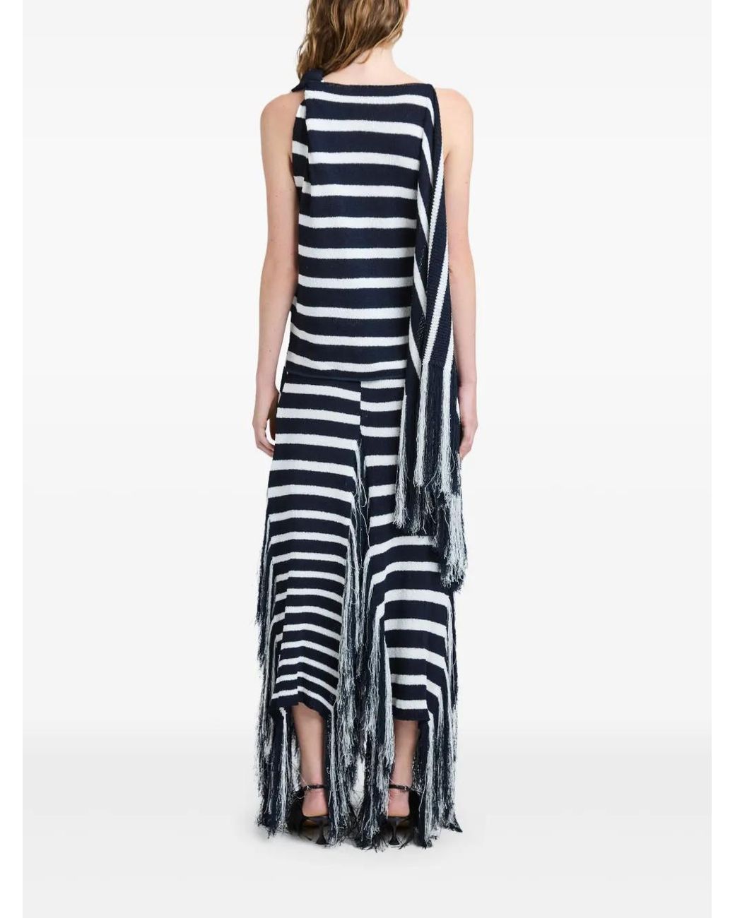 Proenza Schouler Blue Yves Skirt In Stripe Fringed Knit