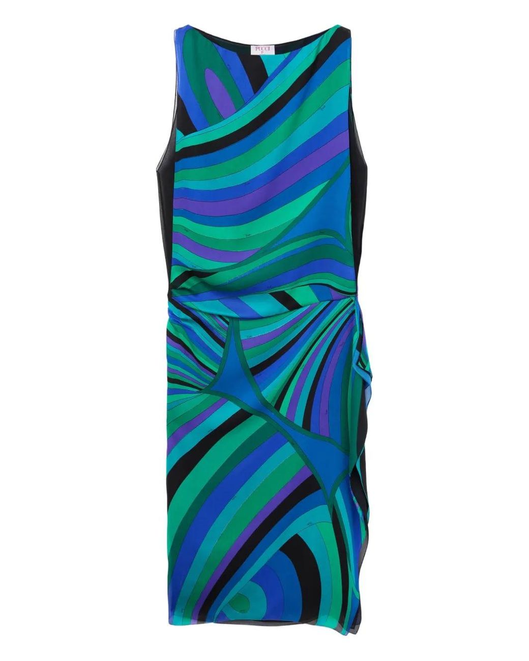 Emilio Pucci Blue Iride-Print Midi Dress