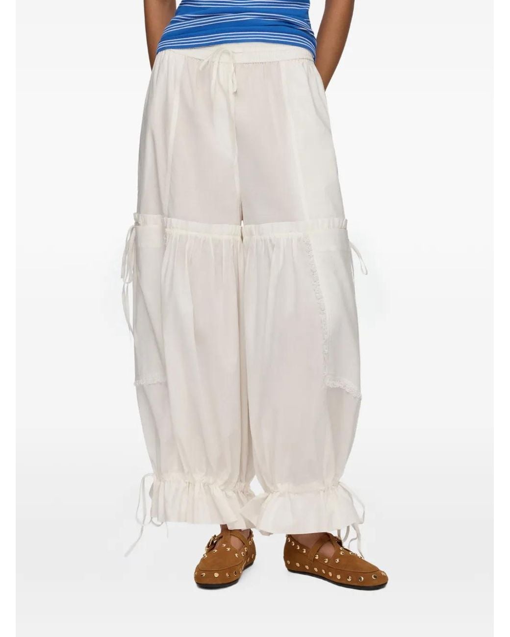 Ganni White Wide Trousers