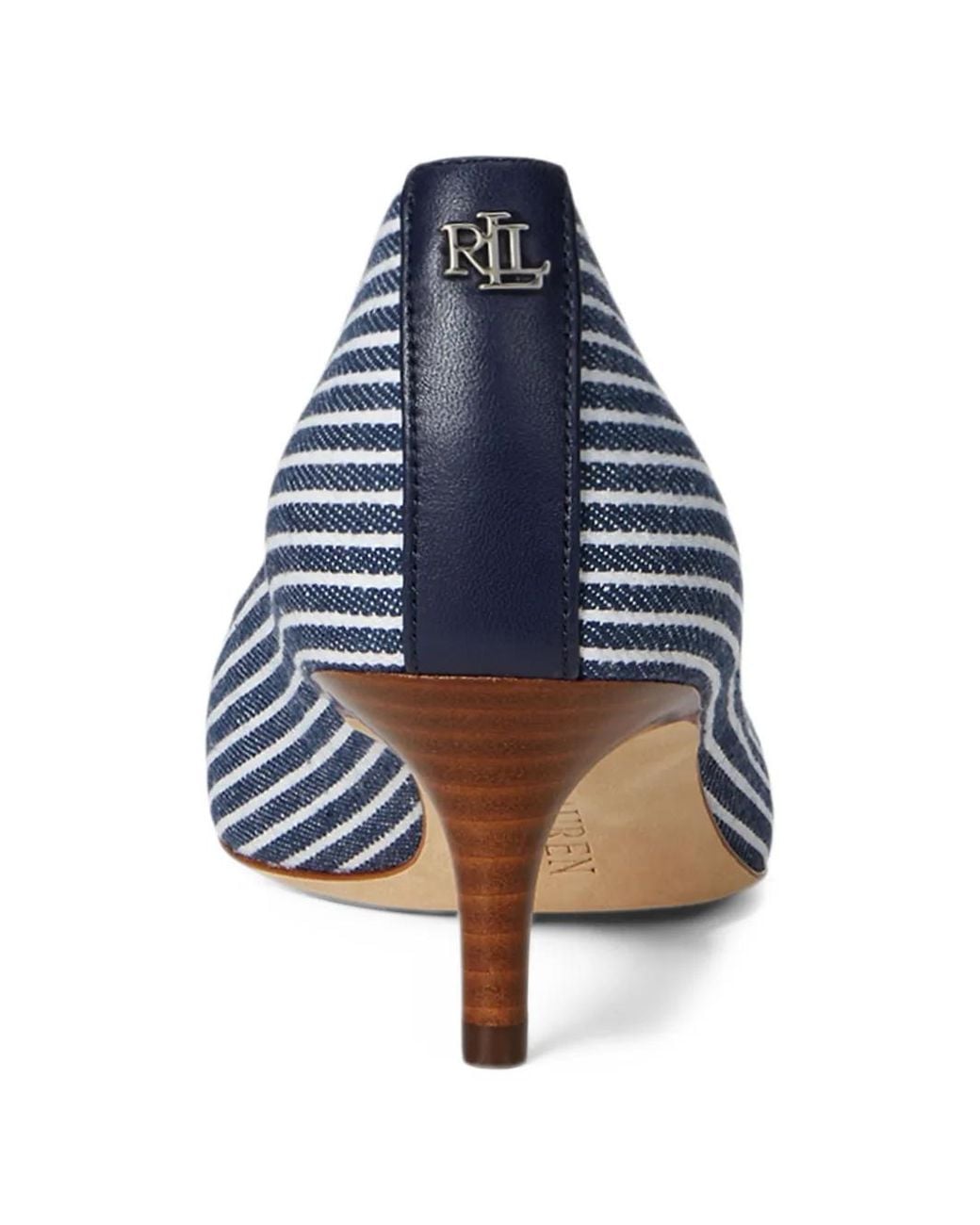 Ralph Lauren Blue Striped Pointed-Toe Pumps