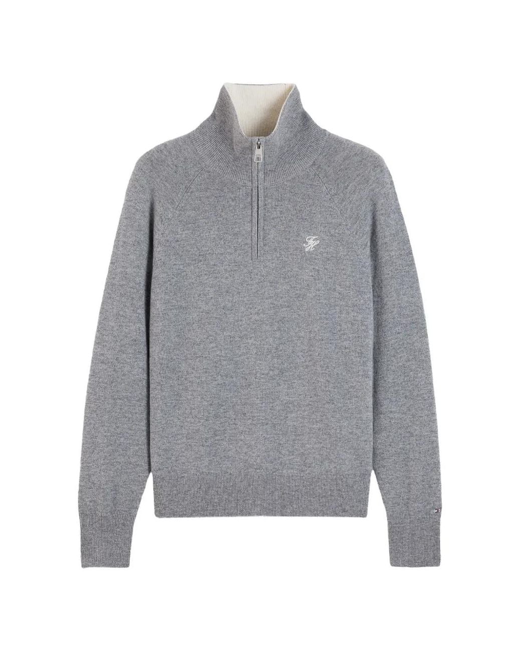Tommy Hilfiger Gray Quarter-Zip Raglan-Sleeve Sweater