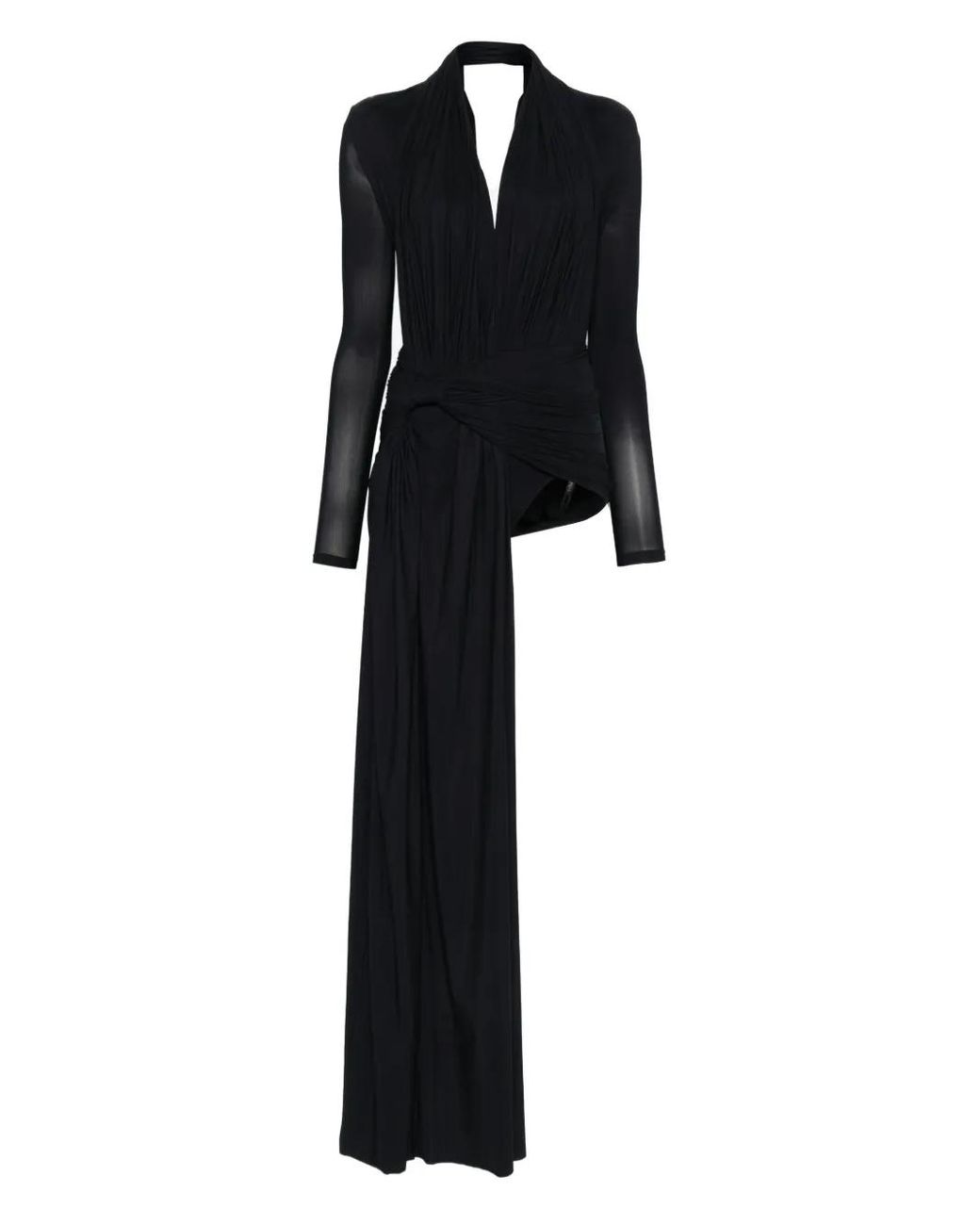 Balenciaga Black Draped Knot Mini Dress