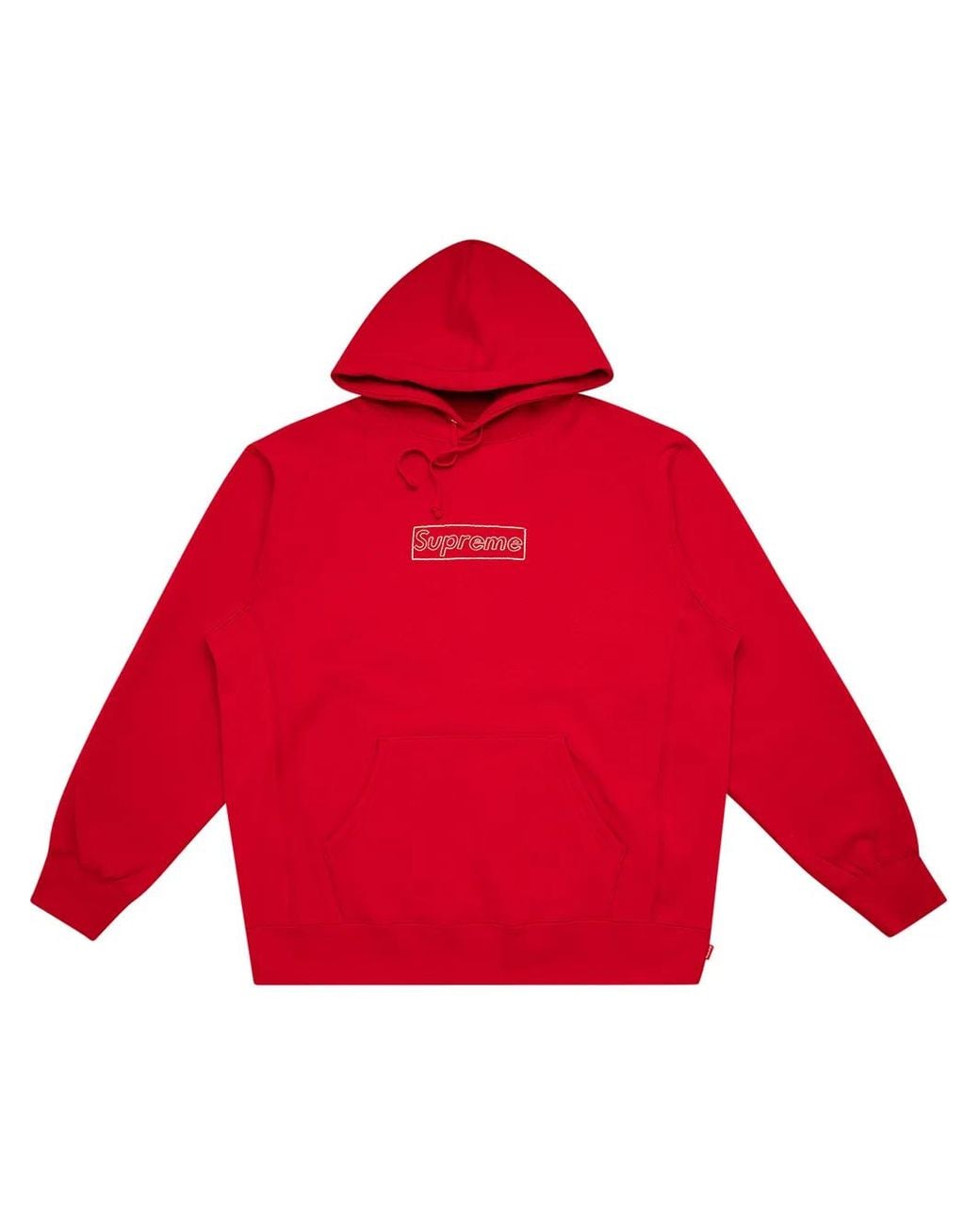 Supreme Red X Kaws Chalk Logo Hoodie for men