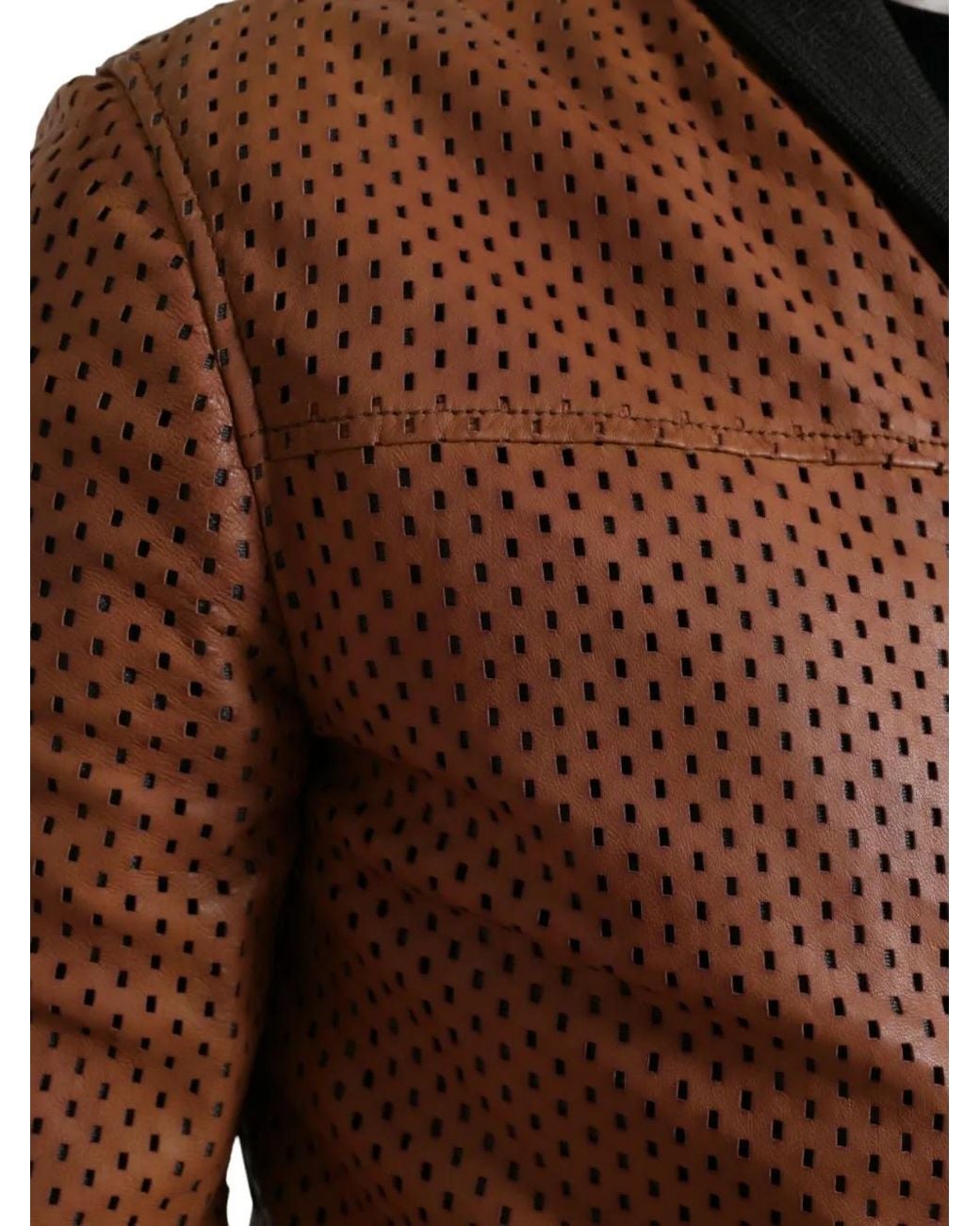 Dolce & Gabbana Black Perforated Leather Jacket for men