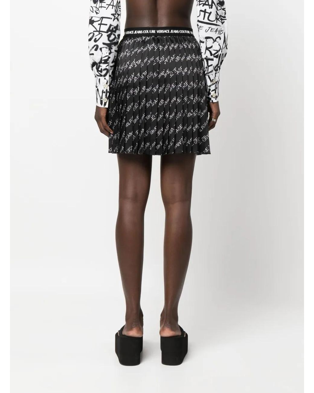 Versace Jeans Couture Mini-Rok Met Logoprint in het Black