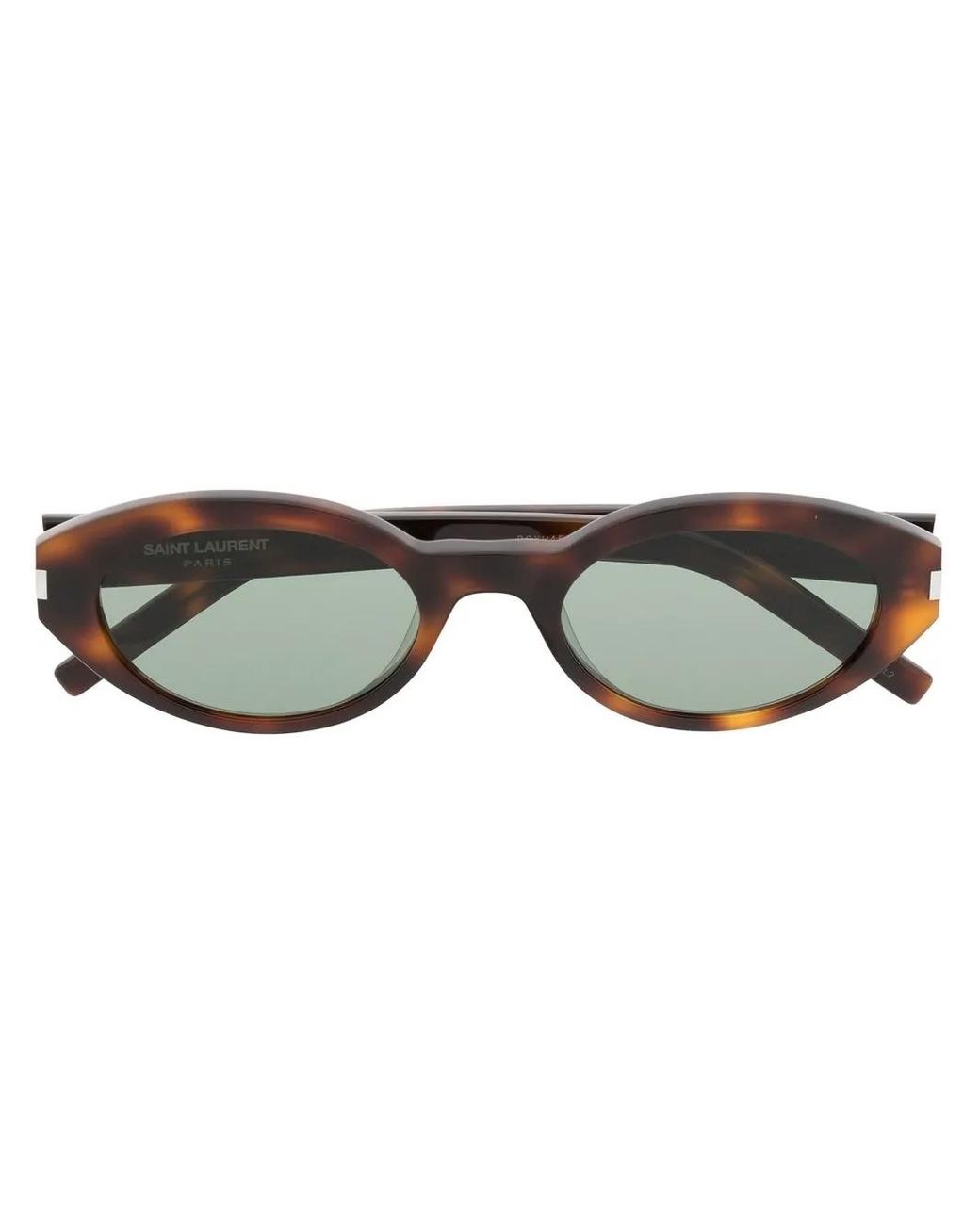 Saint Laurent Brown Oval-Frame Tortoiseshell-Effect Sunglasses
