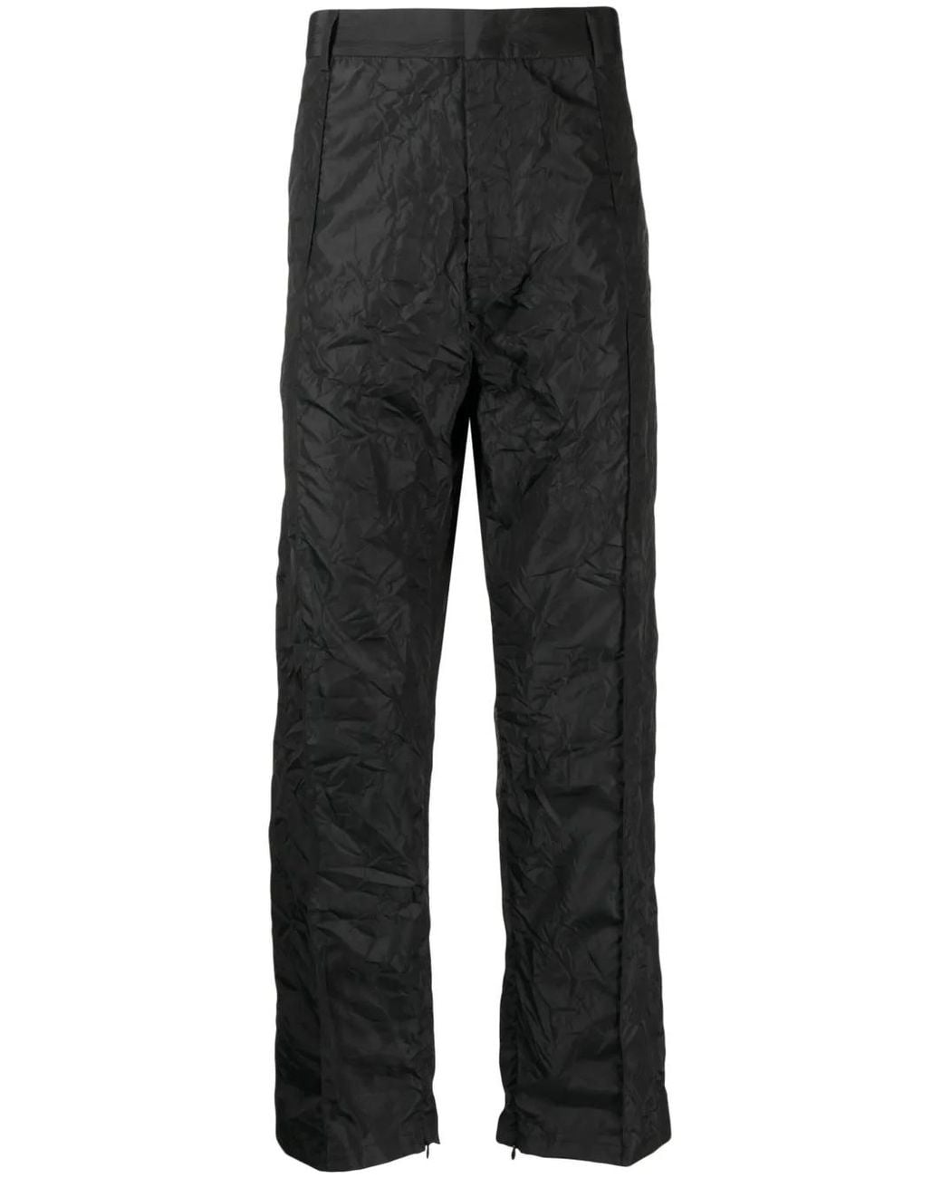 424 Black Crease-Effect Straight-Leg Trousers for men