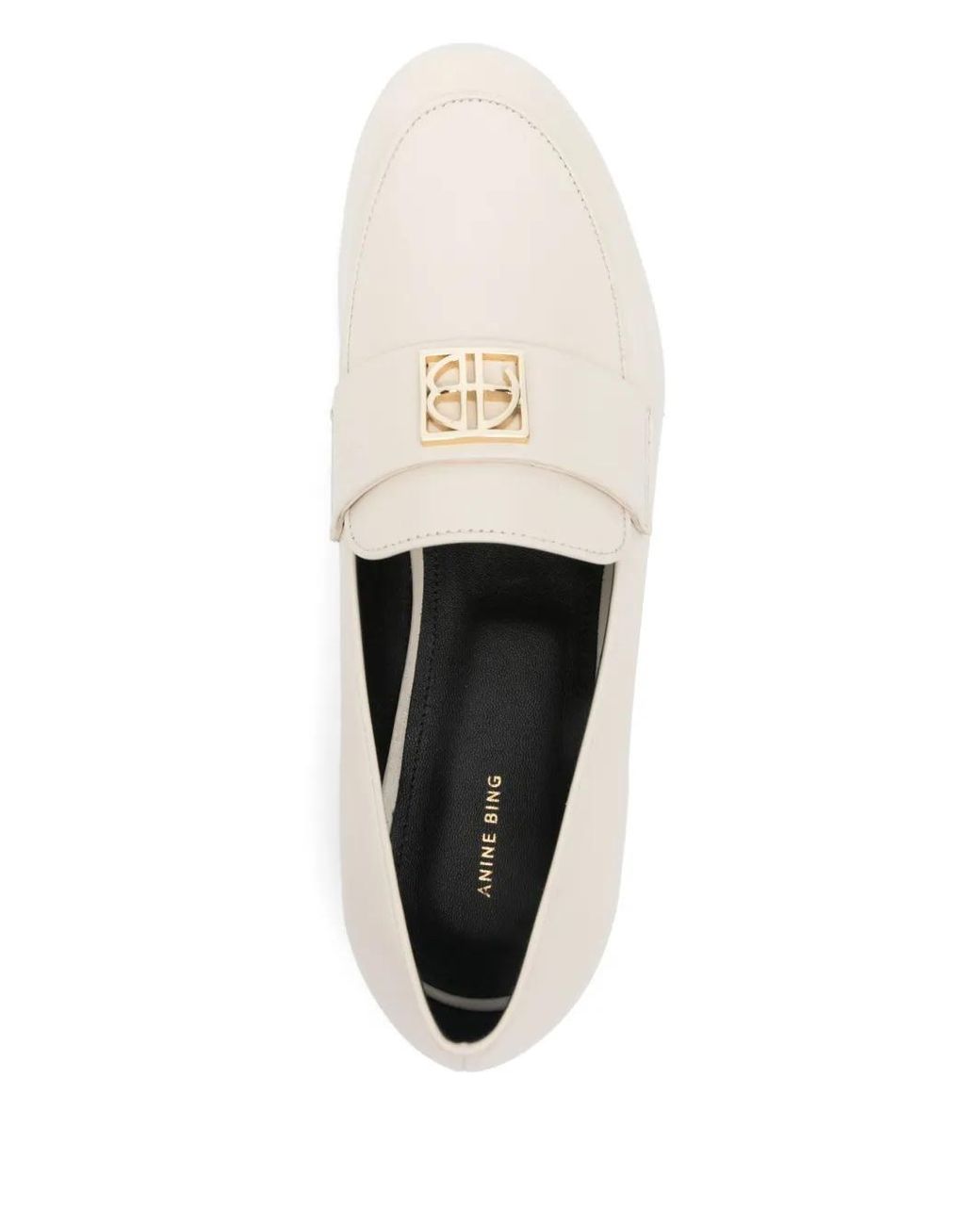 Anine Bing White Corrine Loafers Bone Monogram