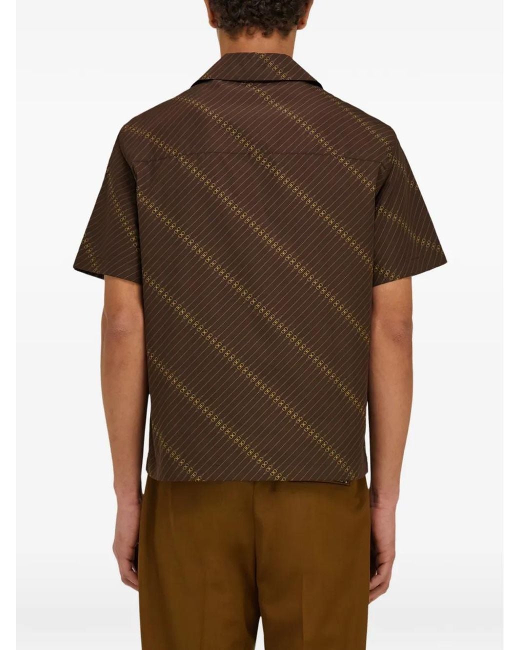 Ferragamo Brown Short Sleeve Bowling Shirt for men