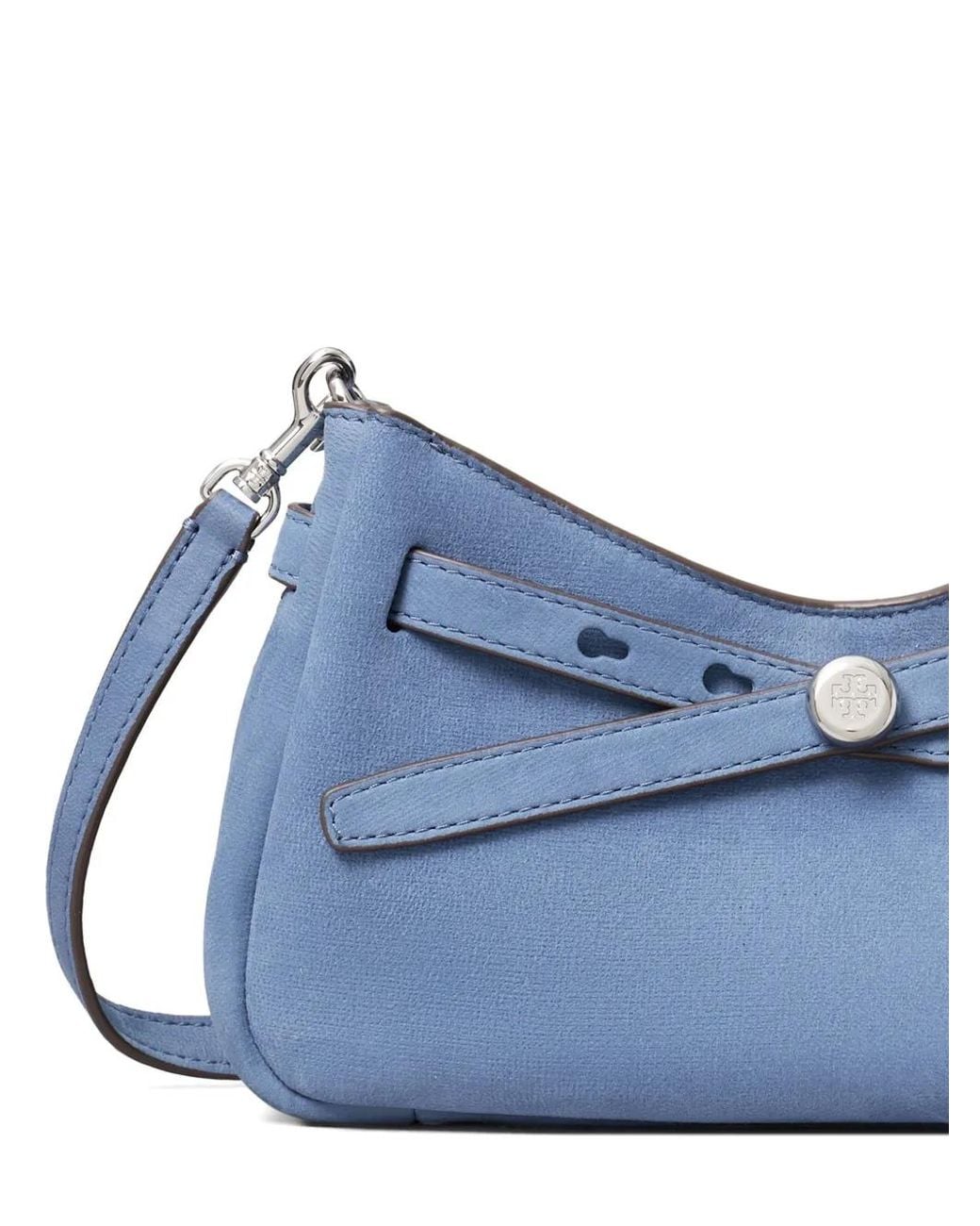 Tory Burch Blue Romy Nubuck Zip-Top Crossbody Bag
