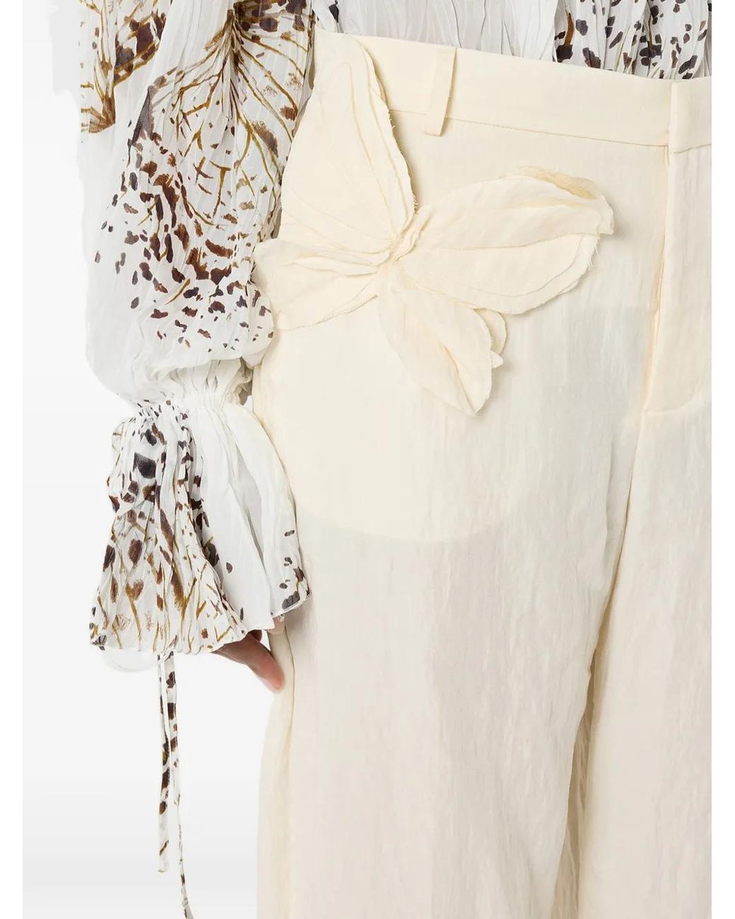 Blumarine White Butterfly-Appliqué Trousers