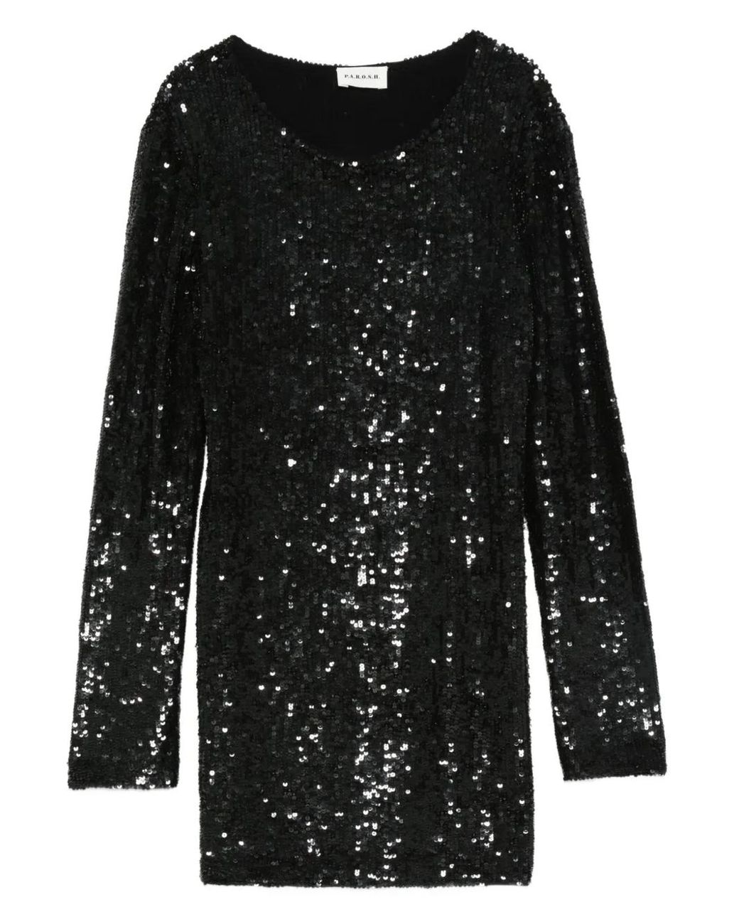 P.A.R.O.S.H. Black Sequin Long-Sleeve Dress