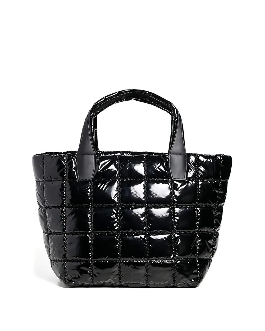 VEE COLLECTIVE Black Artificial-Leather Quilted Tote Bag