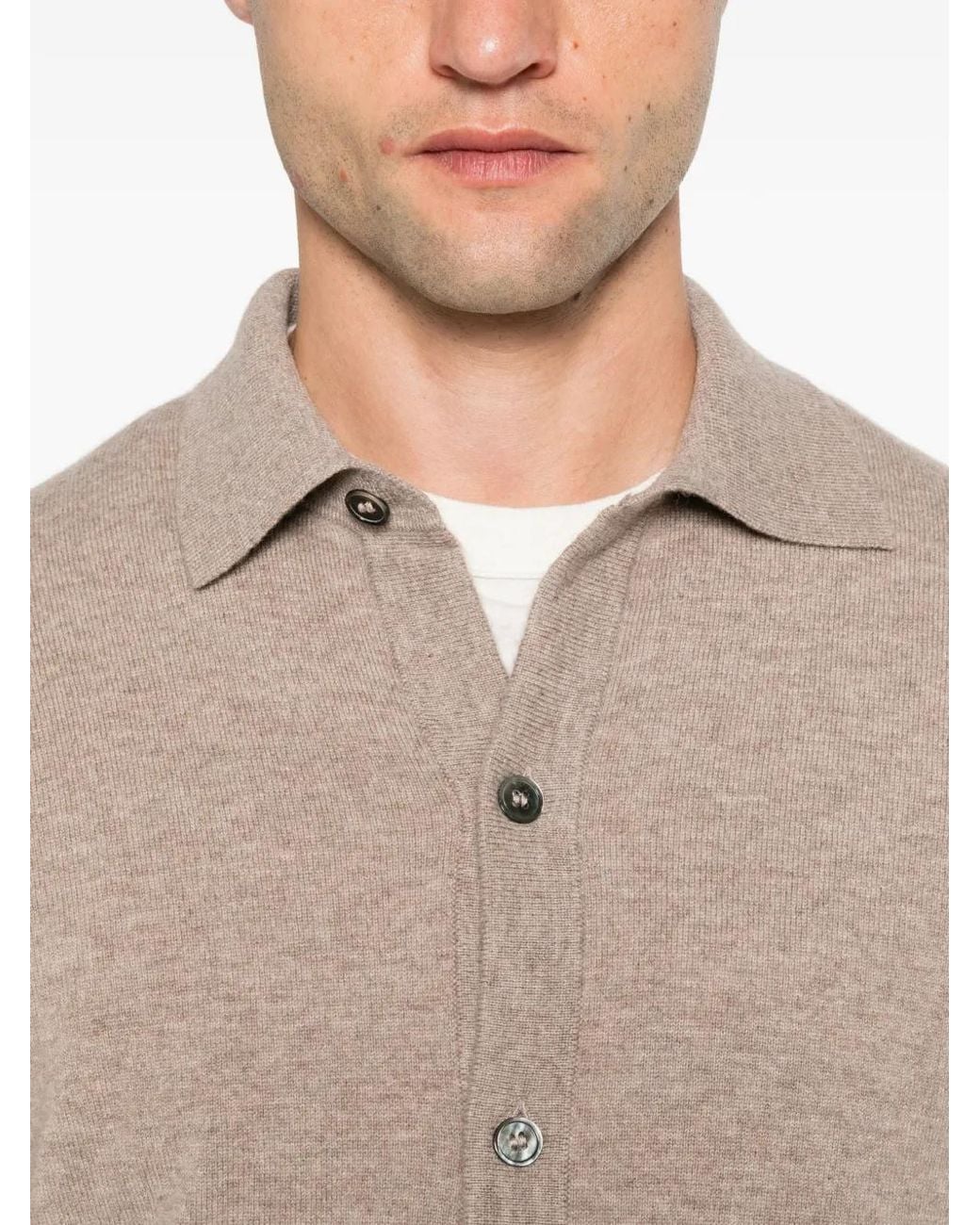 ÉPHÉMÈRE Natural Button-Up Collared Cardigan for men