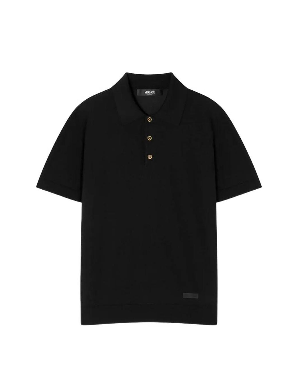 Polo À Patch Logo Versace pour homme en coloris Black