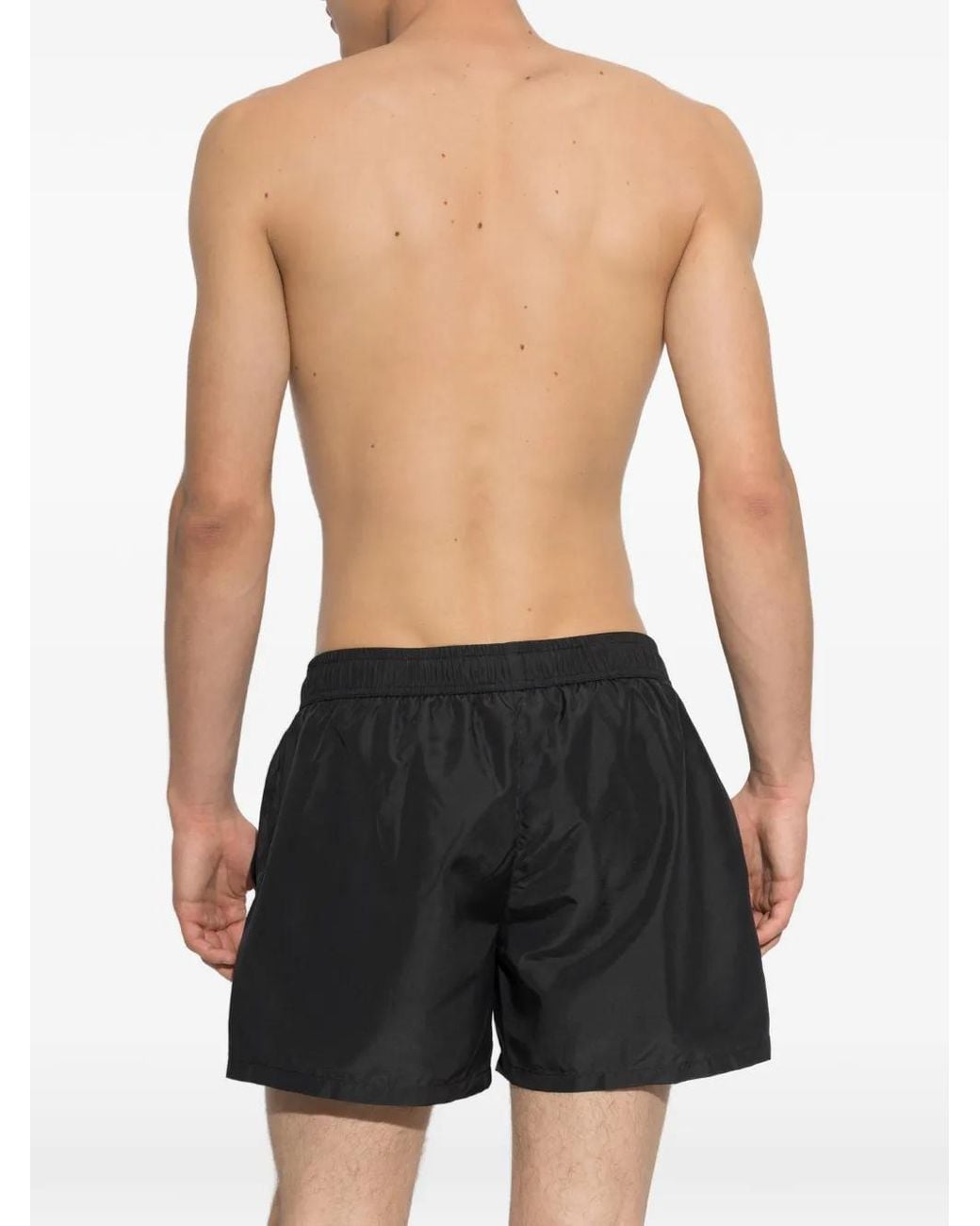 Moschino Black Logo-Print Drawstring Swim Shorts for men