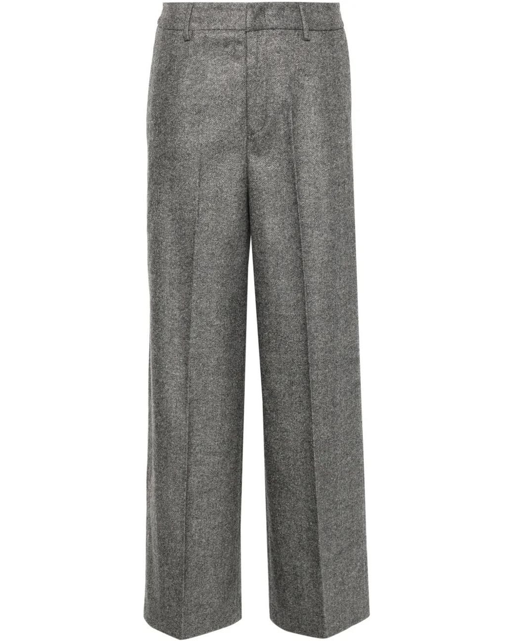 PT Torino Gray Herringbone Trousers