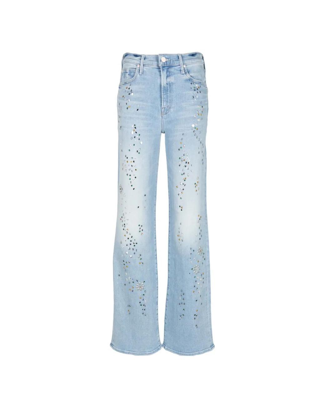 Mother Blue The Kick It Crystal-Embellished Jeans