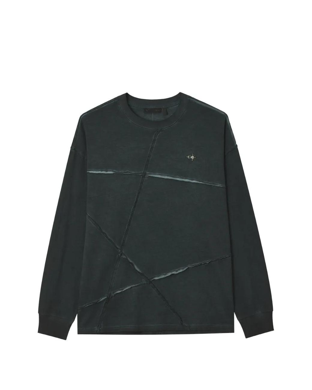 FIVE CM Green Exposed-Seam Logo-Plaque Long-Sleeved T-Shirt for men