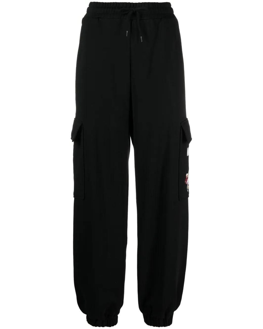 Moschino Black Teddy Bear Organic Cotton Track Pants
