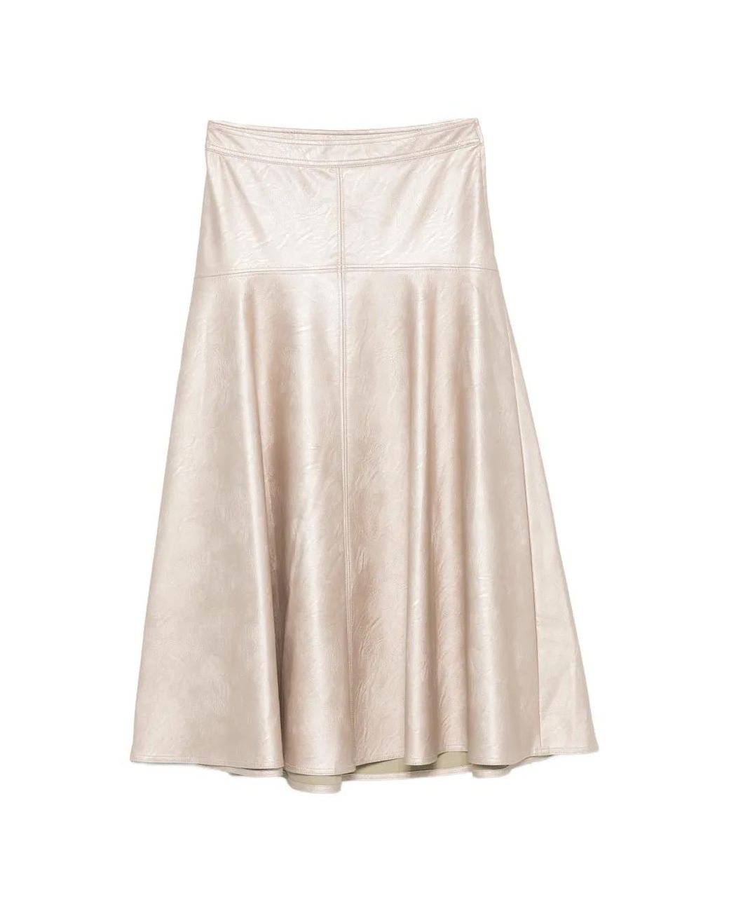 Forte_forte Natural Metallic-Effect Panelled Midi Skirt
