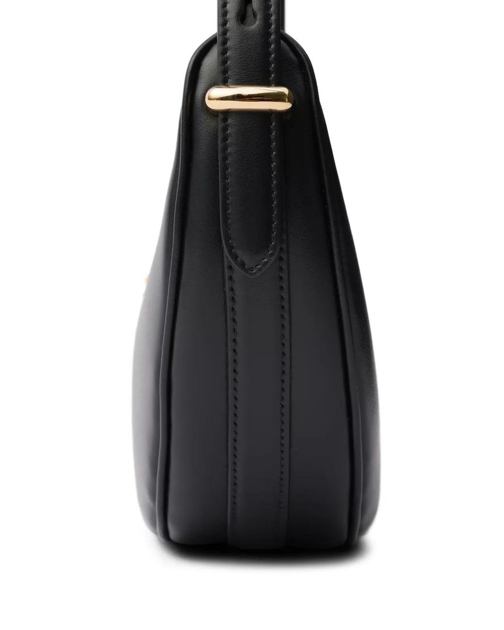 Prada Black Crescent-Shaped Leather Shoulder Bag