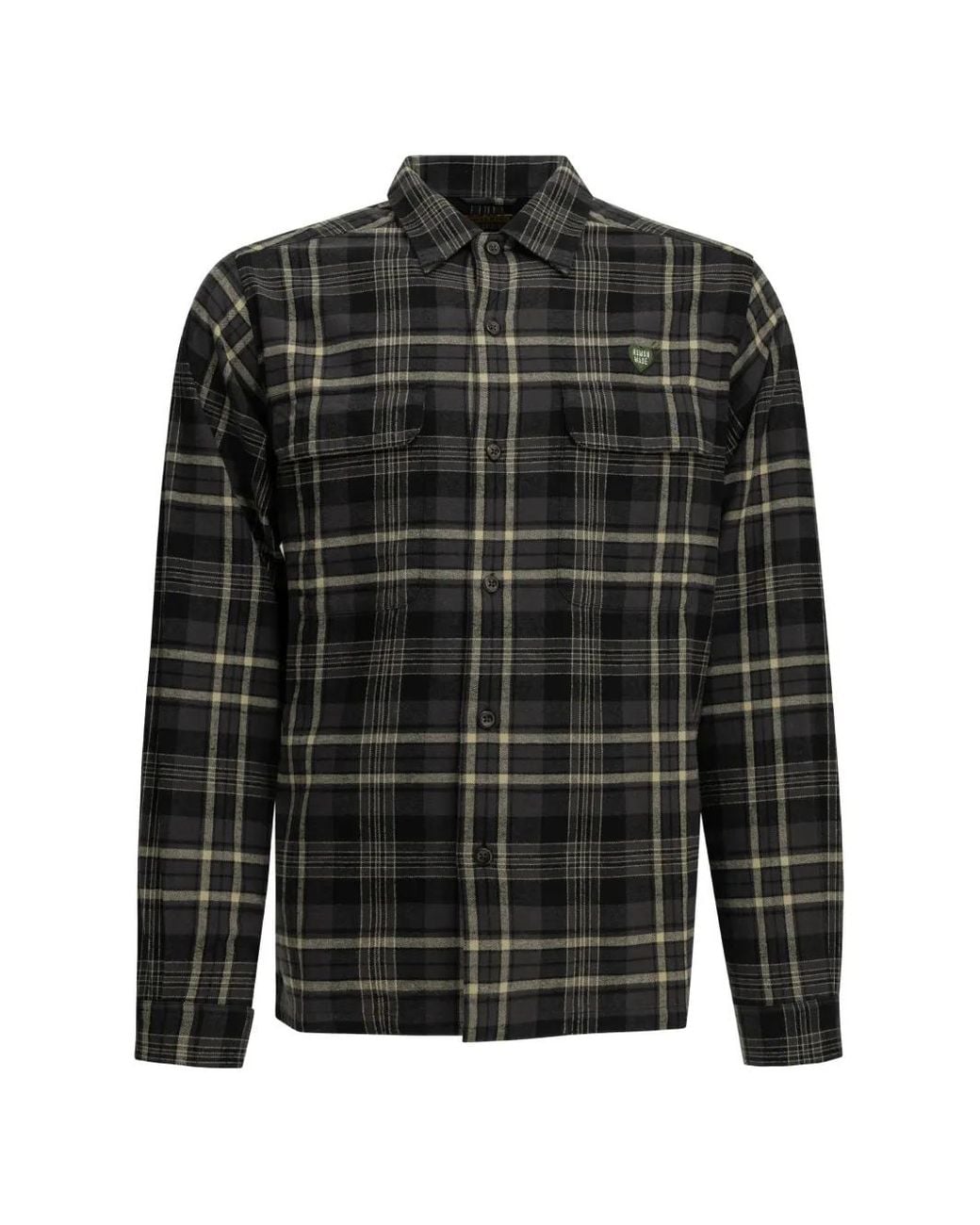 Human Made Black Check Logo-Patch Shirt for men
