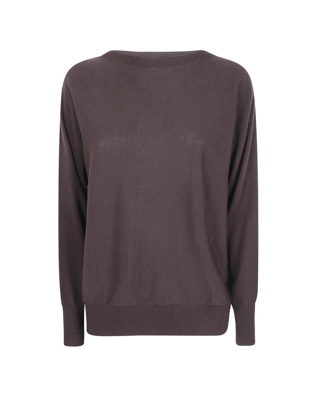D.exterior Brown Ribbed-Trim Sweater