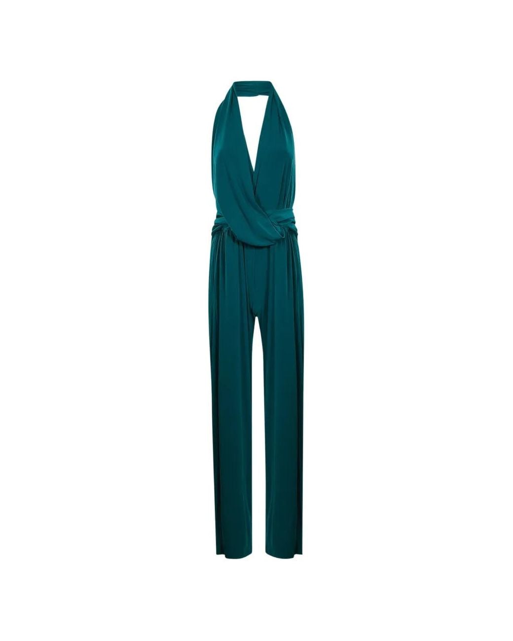 ANDAMANE Blue Astra Halterneck Draped Jumpsuit