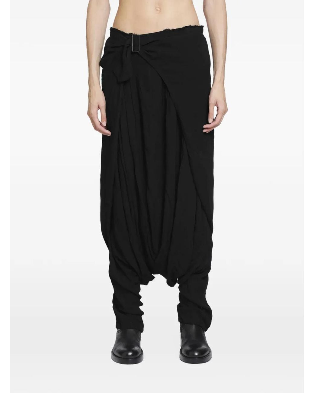 Marc Le Bihan Black Wrap-Front Dropped-Crotch Trousers