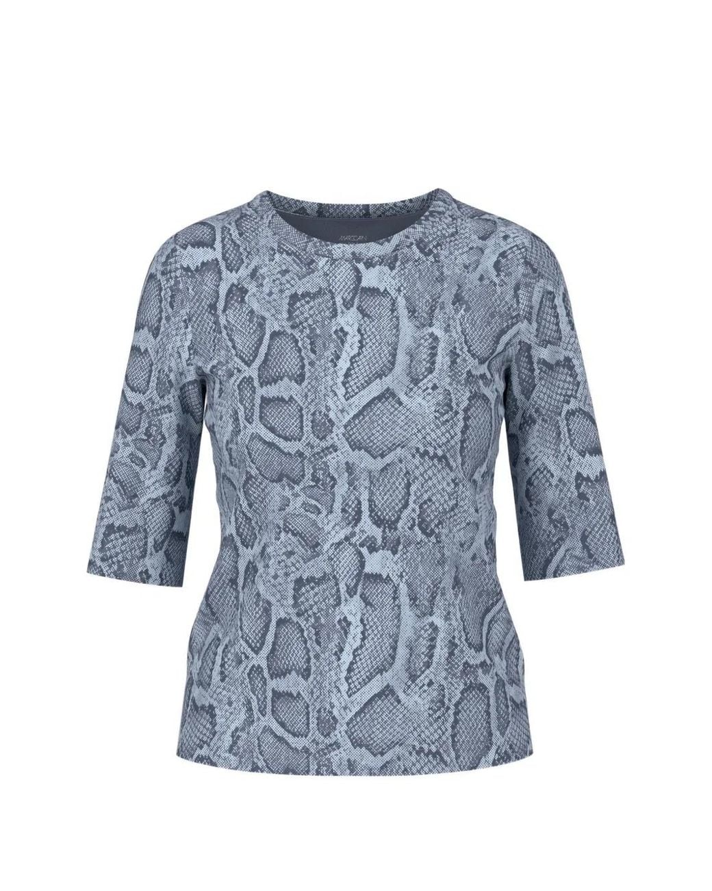 Marc Cain Blue Snakeskin-Print T-Shirt