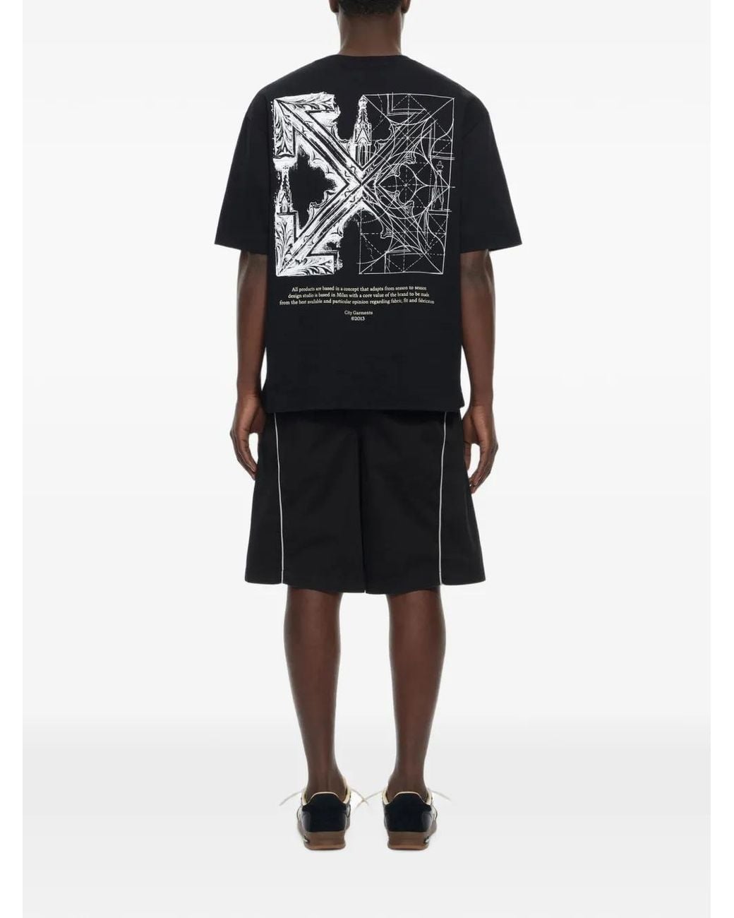 Off-White c/o Virgil Abloh Black Logo-Print Panelled Shorts for men