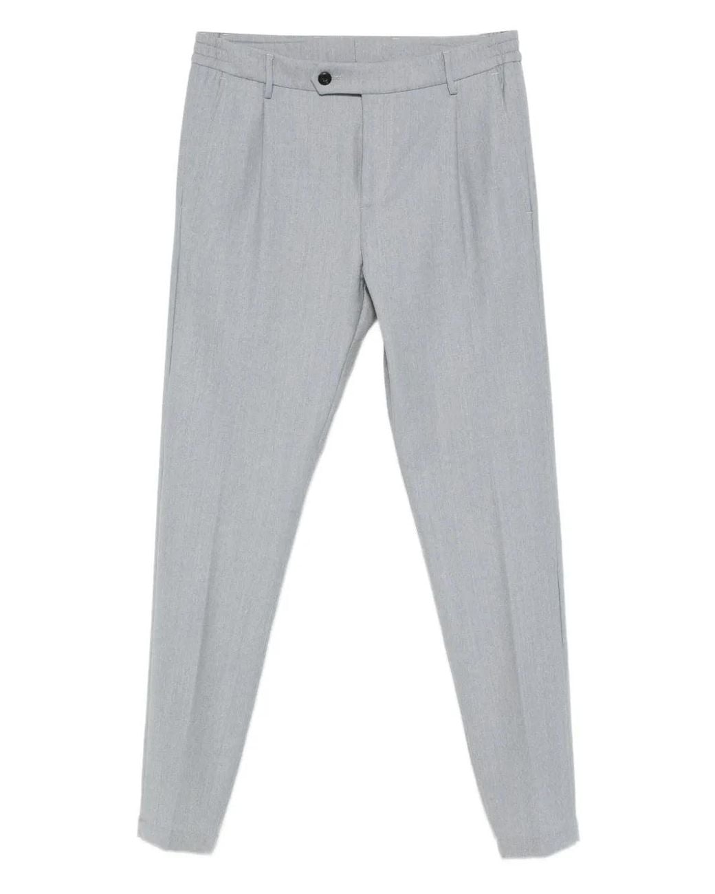 Eleventy Gray Pleated-Front Trousers for men