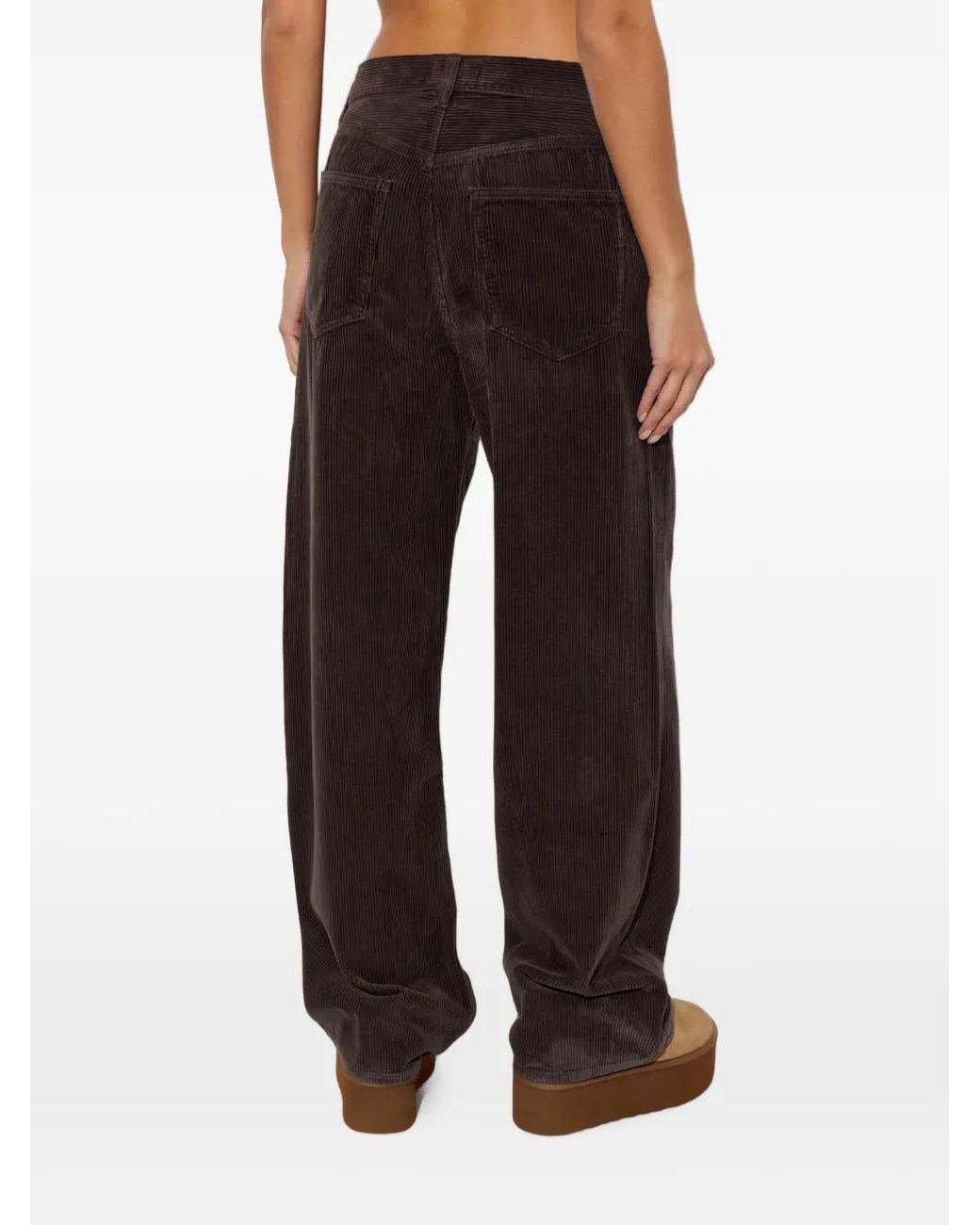 Agolde Brown Pantalon Low Curve En Velours Côtelé
