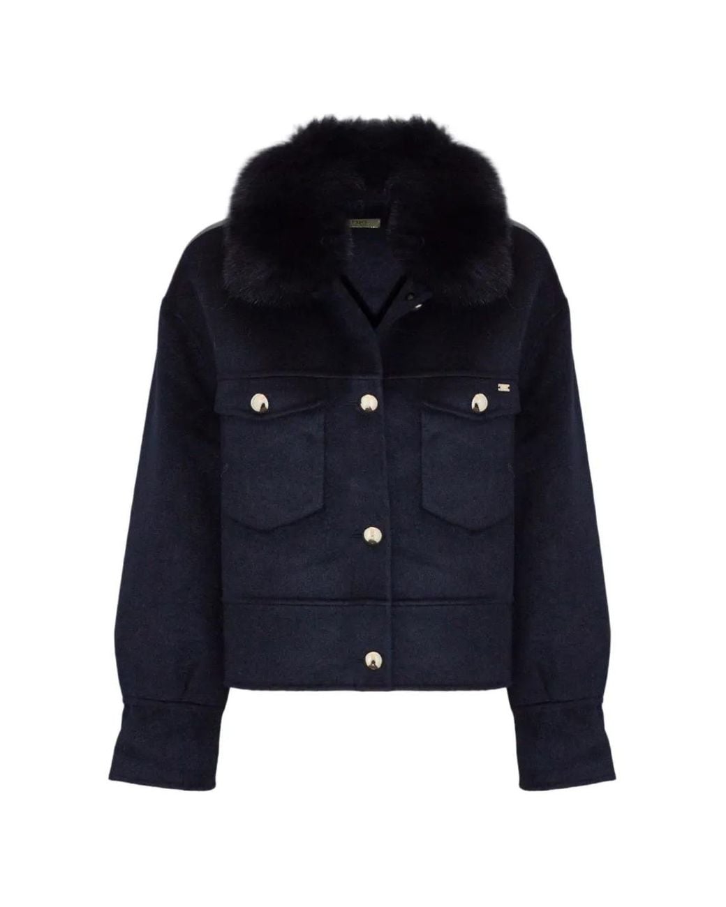 PHO® Firenze Blue Faux-Fur Trim Jacket
