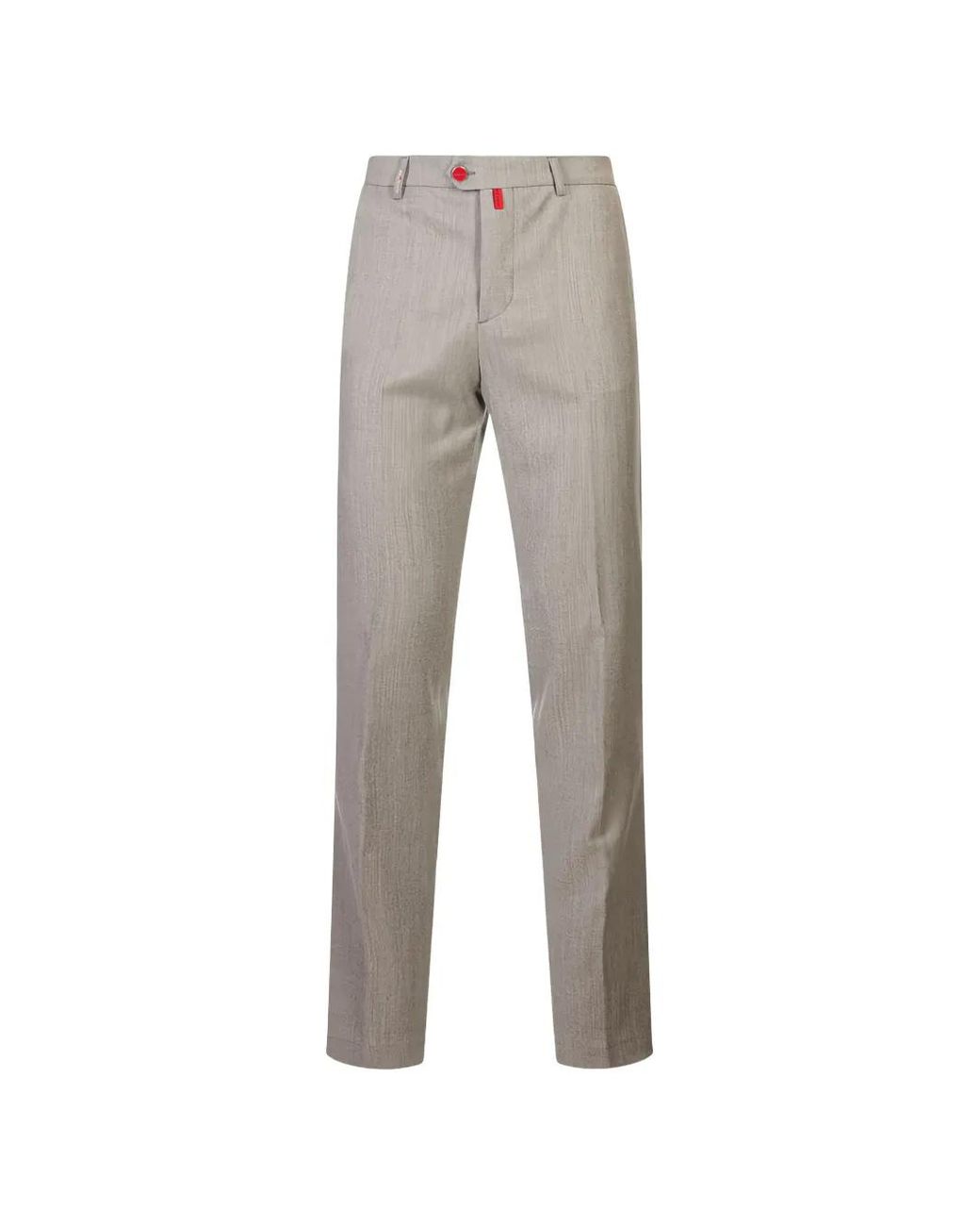 Kiton Gray Logo-Patch Straight-Leg Trousers for men