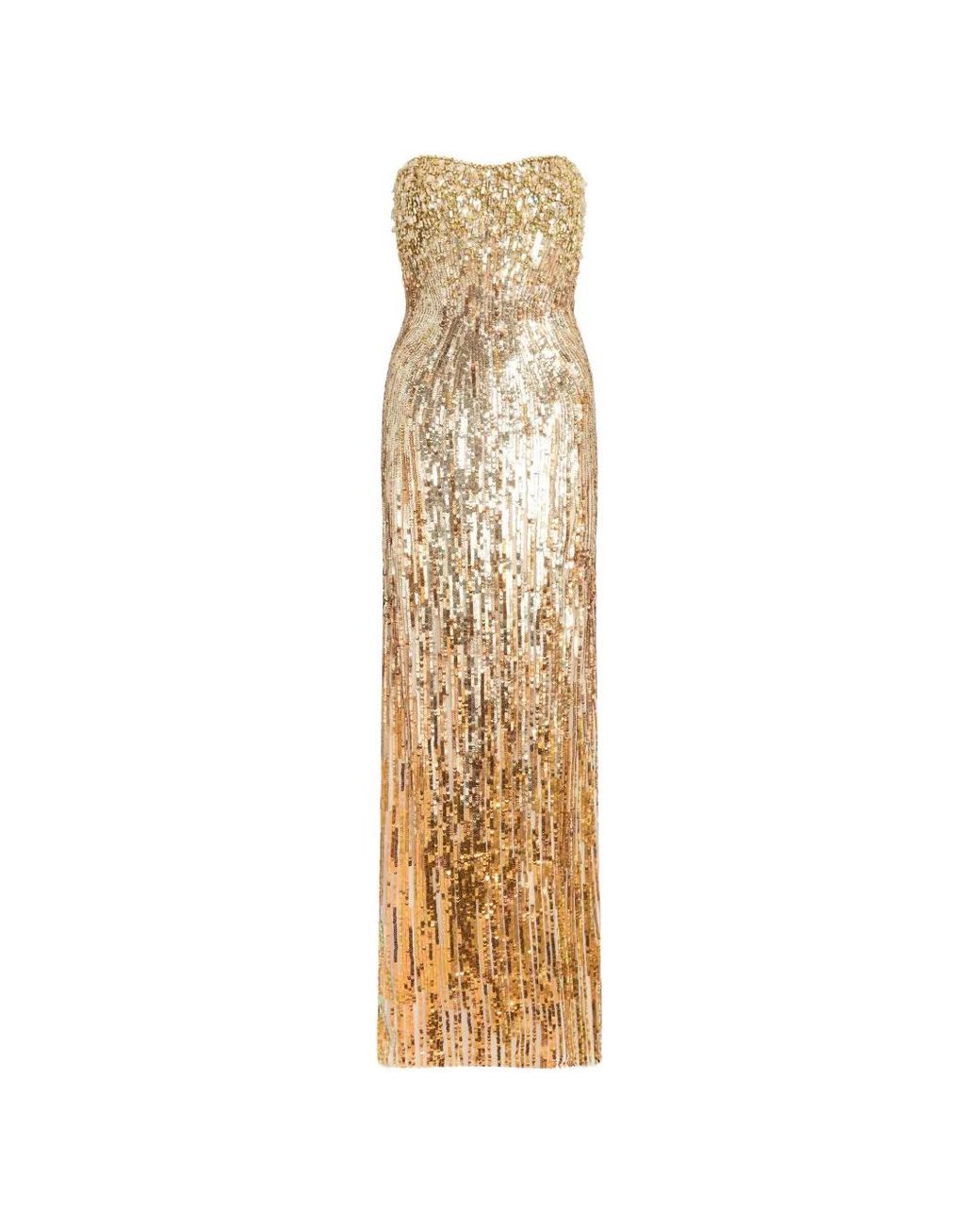 Jenny Packham White Abito Sequin-Embellished Crystal-Embroidered Dress