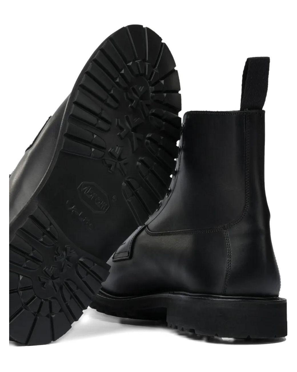 Tricker's Black Leather Biker Boots for men