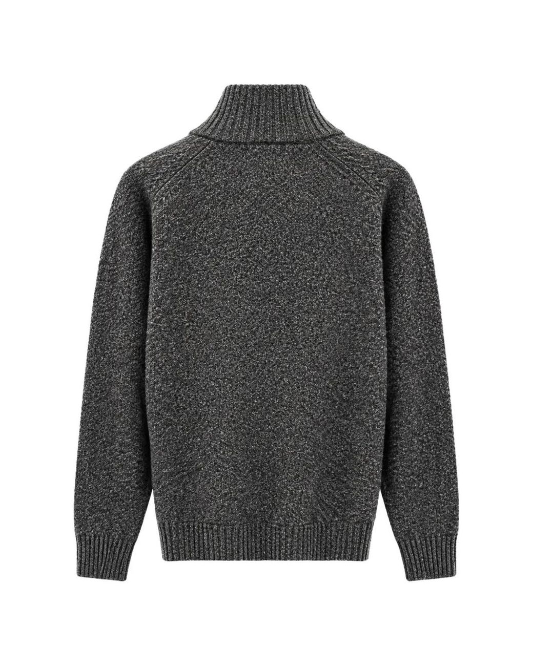 THE PULL Gray Zip-Up Wool Cardigan for men