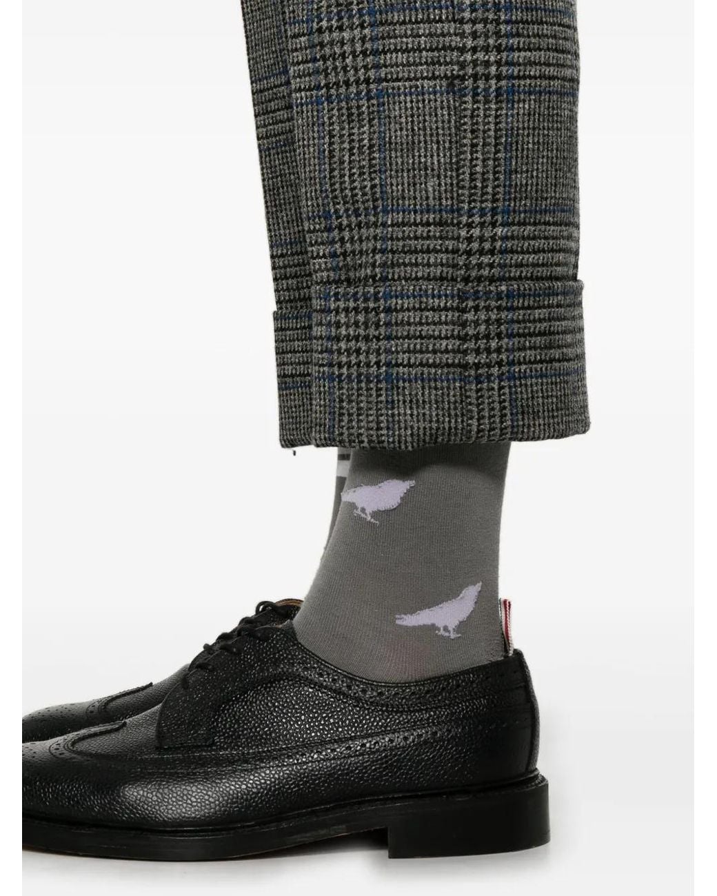 Thom Browne Gray Prince Of Wales Hunting Tweed Trousers for men