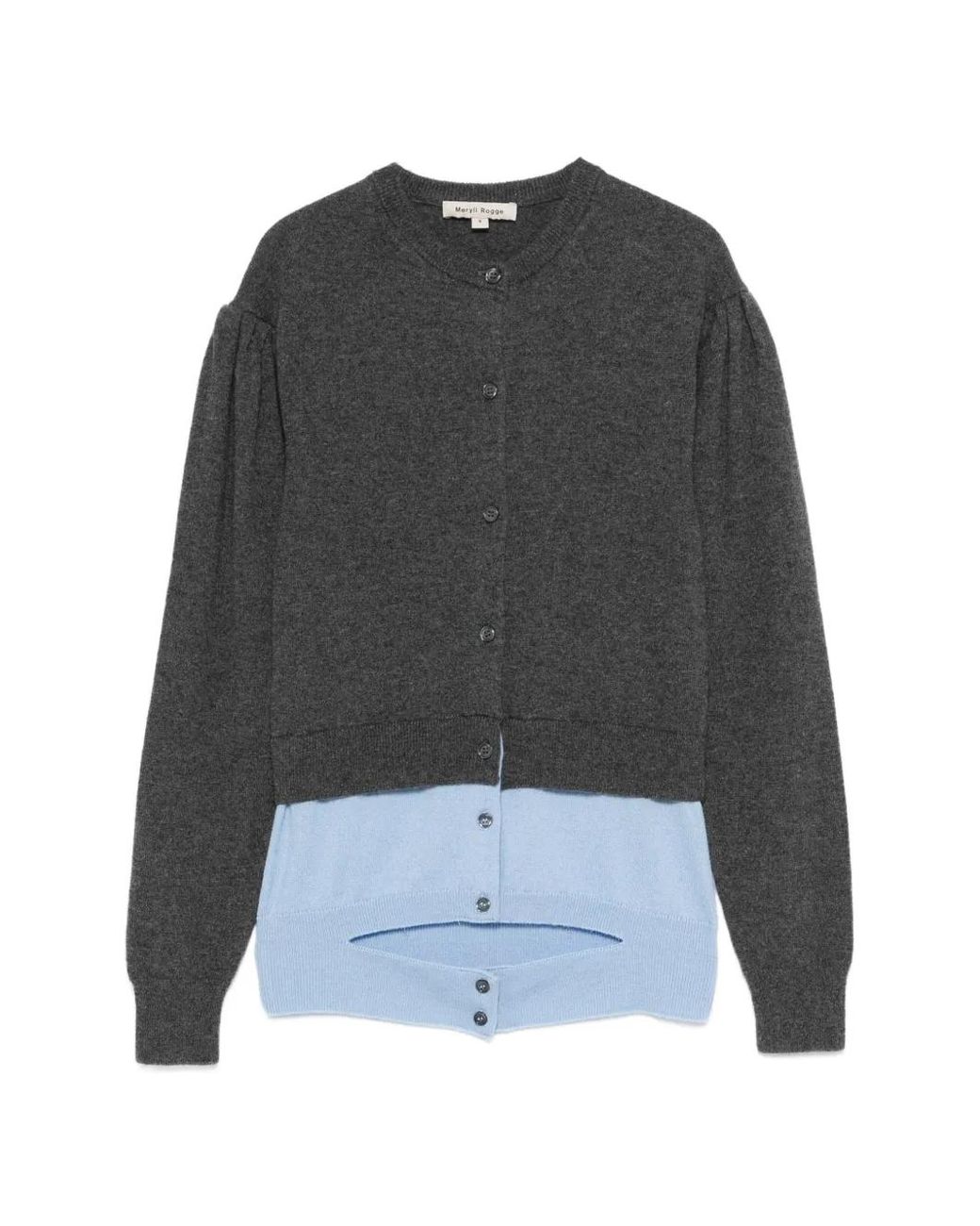 MERYLL ROGGE Black Cardigan À Manches Bouffantes