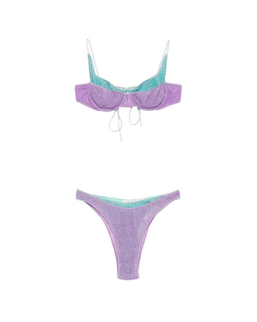 Oseree Purple Glitter-Effect Underwired Bikini