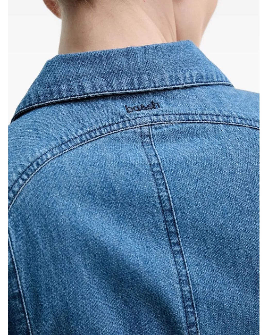 Ba&sh Blue Belted Denim Shirt Dress