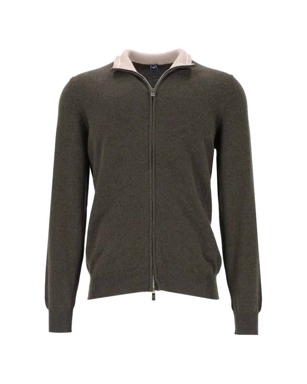 Fedeli Gray Zip-Up Cashmere Cardigan for men