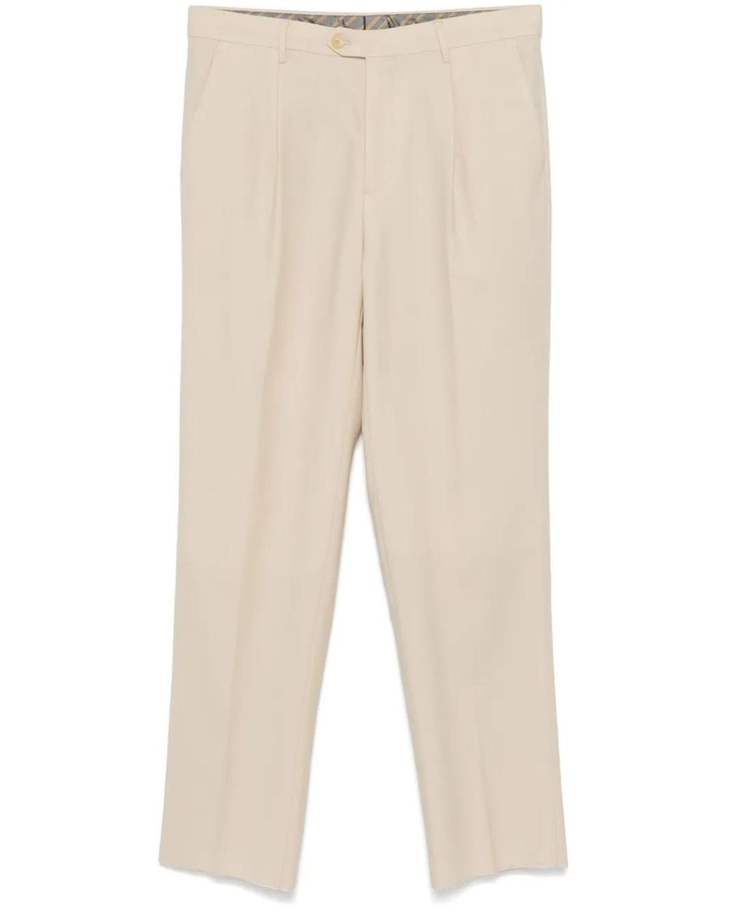 Etro Natural Tailored Wool Trousers for men