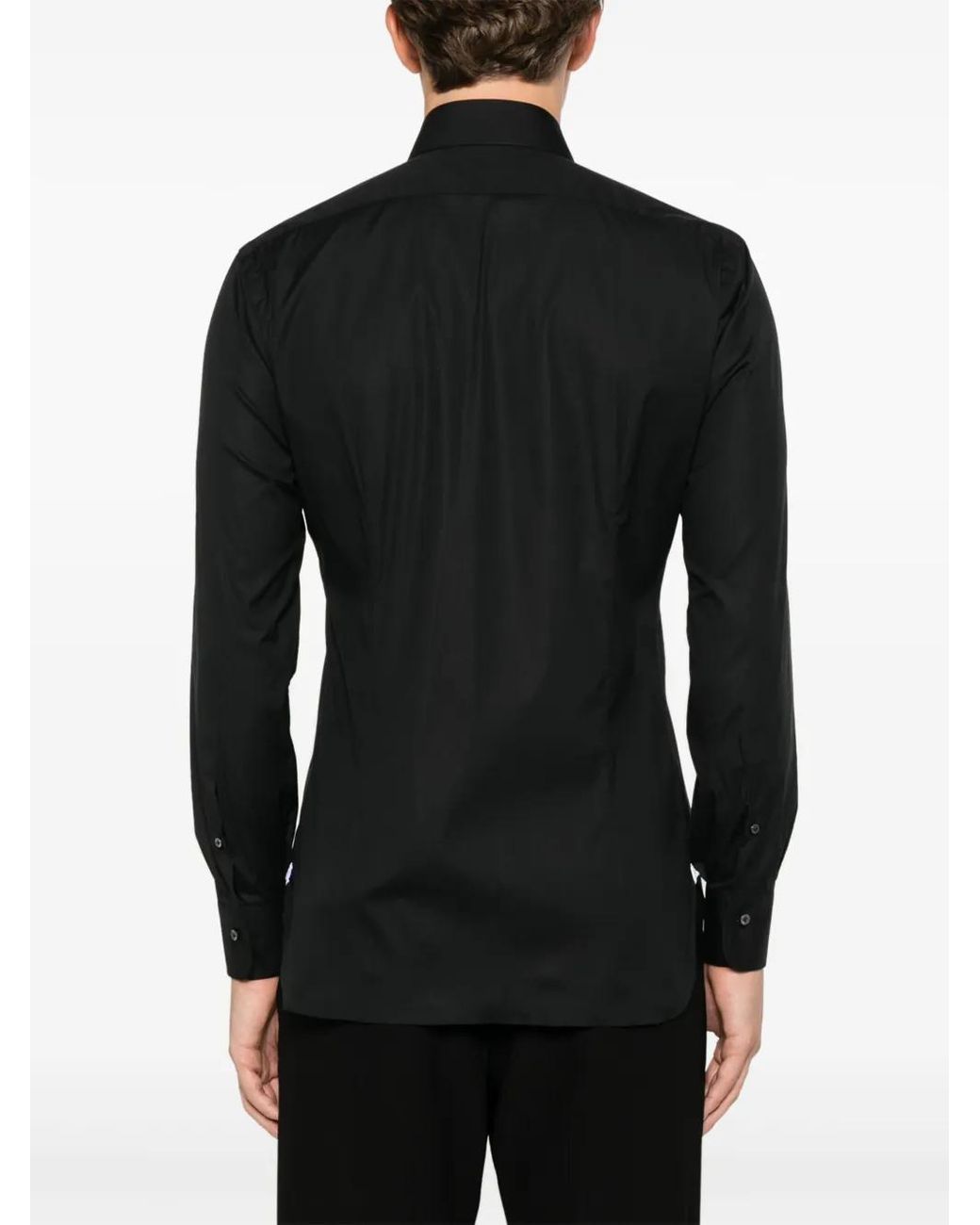 Barba Napoli Black Poplin Shirt for men