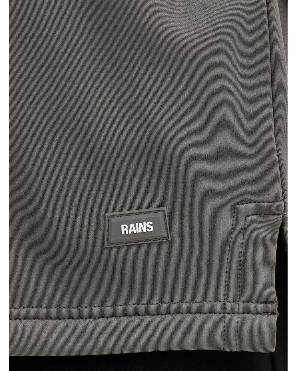 Rains Gray Oversized Logo-Patch T-Shirt