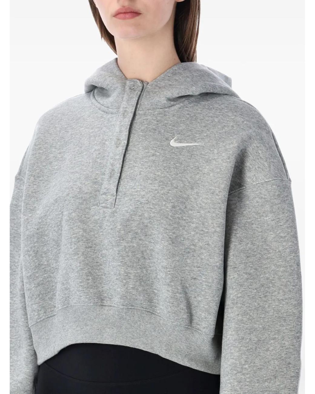 Nike Gray Button Crop Hoodie