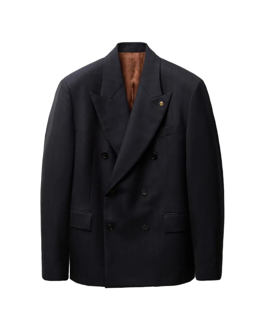 Versace Black Pinstripe Wool Boxy Blazer for men