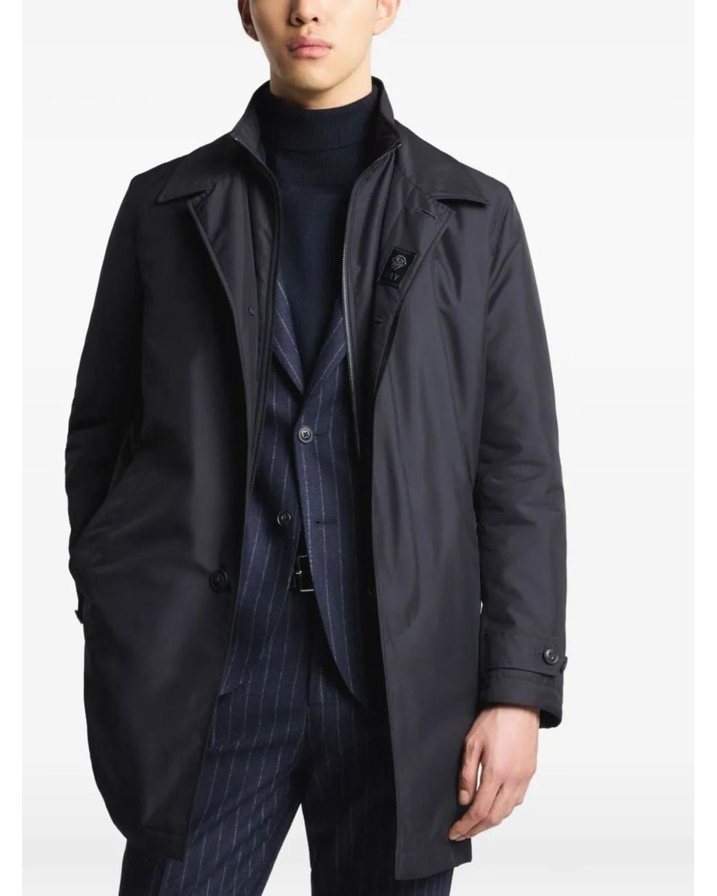 Fay Blue Long-Sleeve Snap-Button Coat for men